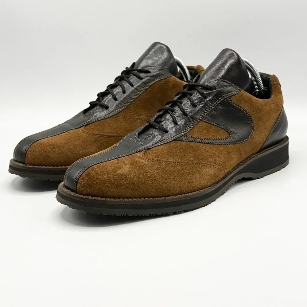 Lucan Fashion Brown Black Leather Suede Derby Shoes Made in Italy - Men’s EU 42